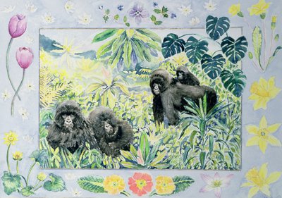 Mountain Gorillas (month of March from a calendar) by Vivika Alexander